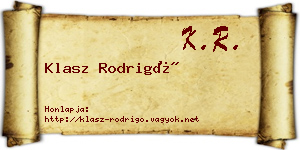 Klasz Rodrigó névjegykártya